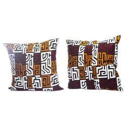 Akwaaba,'Patterned Cotton Cushion Covers from Ghana (Pair)'