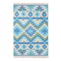Rolling Hills,'Hand-Woven Flat Weave Wool Area Rug (4x6)'