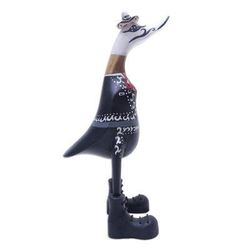 Duck of the Dead,'Bamboo and Teak Wood Duck Sculpture of Day of the Dead'