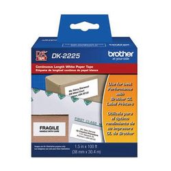 Brother Continuous Length Paper Tape for Labels (Black on White, 1.5" x 100') DK2225