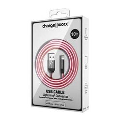 ChargeWorx ColorCords Lightning to USB Type-A Male Cable (10', Pink) CHA-CX1271PK