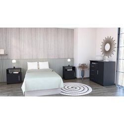 Solon 3 Piece Bedroom Set, Rioja 4 Drawer Dresser + 2 Omaha Nightstands, Black - Depot E-Shop CBED108