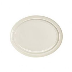 Homer Laughlin HL3527000 11 3/8" x 8 1/2" Oval Gothic Platter - China, Ivory, White