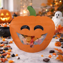 Jack-o-Lantern Shaped Pouch 7 3/4" x 3" x 7 1/2" 25
