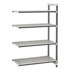 Cambro EXA212464V4480 24" NSF 4-Tier Polymer Shelf Kit - Camshelving Elements XTRA, 21"W, 64"H, 4 vented shelves, Removable shelf design, Gray