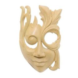 Blossoming Woman,'Modern Hibiscus Wood Mask'