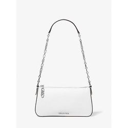 Michael Kors Empire Medium Leather Chain-Link Pochette White One Size