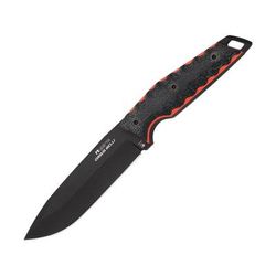 Hydra Knives Casus Belli Fixed Blade Knife 10.38in Overall 5.25in Black Powder Sleipner Tool Steel Drop Point Blade Black/Red Sculpted Micarta Handle