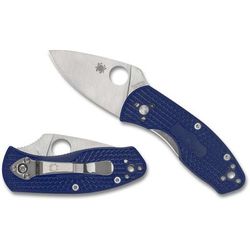Spyderco Blue CPM S35VN Ambitious Lightweight Folding Knives 2.31in CPM S35VN Serrated Blade Blue FRN Handle C148SBL