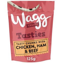 7x125g Chicken Ham & Beef Tasty Chunks Tasties Wagg Dog Treats