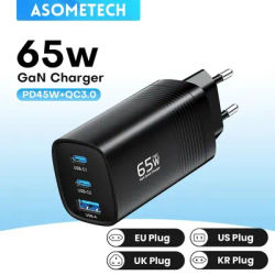 ASOMETECH GaN USB Type C Charger 65W 45W PPS PD QC4.0 Quick Charger For Macbook Laptop IPAD Tablet