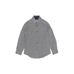 Isaac Mizrahi New York Long Sleeve Button Down Shirt: Gray Print Tops - Kids Boy's Size 7