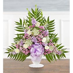 1-800-Flowers Sympathy Delivery Tranquility Floor Basket - Lavender & White Large