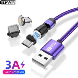 GTWIN 3A LED Magnetic Cable Type C Cable Micro USB C Super Fast Charging Cable For iPhone 13 12 Pro Max Xiaomi Samsung Data Line