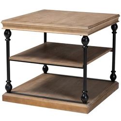 Sebastian Traditional Industrial 3-Tier End Table by Baxton Studio in Grey Washed Black