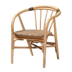 Kyoto Modern Bohemian Natural Brown Rattan 2-Piece Dining Chair Set by Bali & Pari in Natural Brown