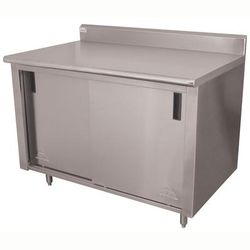 Advance Tabco CK-SS-366 72" Enclosed Work Table w/ Sliding Doors & 5" Backsplash, 36"D, Stainless Steel