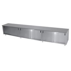 Advance Tabco ECB-SS-249M-X 108" Enclosed Work Table w/ Sliding Doors & Midshelf, 24"D, Stainless Steel