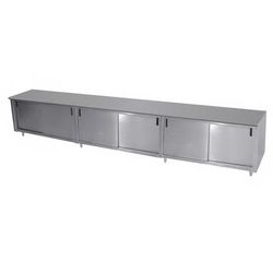 Advance Tabco ECB-SS-307M-X 84" Enclosed Work Table w/ Sliding Doors & Midshelf, 30"D, Stainless Steel