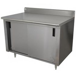 Advance Tabco ECK-SS-305-X 60" Enclosed Work Table w/ Sliding Doors, 5" Backsplash, 30"D, Stainless Steel