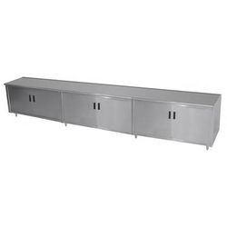 Advance Tabco EHB-SS-249M-X 108" Enclosed Work Table w/ Swing Doors & Midshelf, 24"D, Stainless Steel