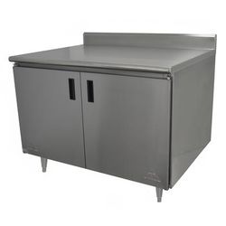 Advance Tabco EHK-SS-245-X 60" Enclosed Work Table w/ Swing Doors, 5" Backsplash, 24"D, Stainless Steel
