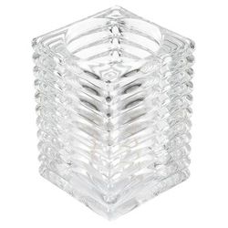 Hollowick 1511C Horizontal Rib Glass Block Lamp, 4 1/8" H x 2 7/8" W, Clear