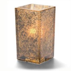 Hollowick 6109AG Square Quad Votive Lamp for HD15 & HD8, 2 1/2" x 4 3/8", Glass, Antique Gold, Multi-Colored