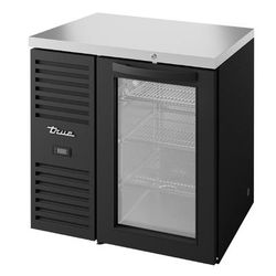 True TBR32-RISZ1-L-B-G-1 32" Bar Refrigerator - 1 Swinging Glass Door, Black, 115v, 3 Shelves, R290 | True Refrigeration