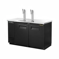 True 59" Commercial Beer Dispenser Kegerator - 2 Keg Capacity, 2 Columns, 2 Towers & 2 Taps, Black, 115v, TDD-2-HC