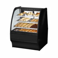 True TGM-DC-36-SC/SC-B-W 36 1/4" Full Service Dry Bakery Case w/ Curved Glass - 4 Levels, 115v, Black | True Refrigeration