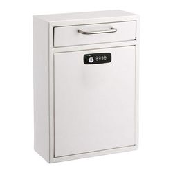 Alpine Industries ADI631-04-WHI-KC Wall Mount Lock & Combination Mailbox - 11 1/4"W x 4 3/4"D x 16 1/4"H, Stainless Steel, White