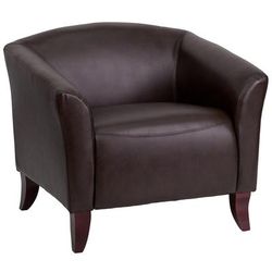 Flash Furniture 111-1-BN-GG Reception Arm Chair - Brown LeatherSoft Upholstery, Cherry Wood Feet