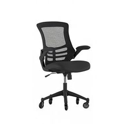 Flash Furniture BL-X-5M-BK-RLB-GG Swivel Office Chair w/ Mid Back & Roller Wheels - Black Mesh Back & Seat, Flip-Up Arms