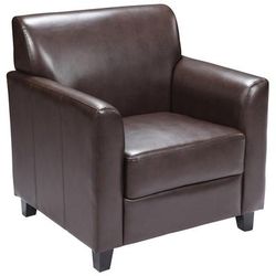 Flash Furniture BT-827-1-BN-GG Reception Arm Chair - Brown LeatherSoft Upholstery, Black Wood Feet
