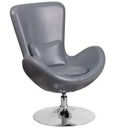 Flash Furniture CH-162430-GY-LEA-GG Swivel Reception Arm Chair - Gray LeatherSoft Upholstery