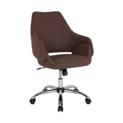 Flash Furniture CH-177280-BR-F-GG Swivel Office Chair w/ Mid Back - Brown Fabric Upholstery, Chrome
