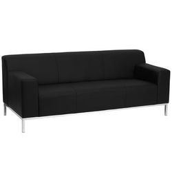 Flash Furniture ZB-DEFINITY-8009-SOFA-BK-GG 75 1/4" Sofa w/ Black LeatherSoft Upholstery - Stainless Steel Legs & Frame