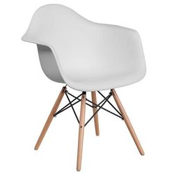 Flash Furniture FH-132-DPP-WH-GG Contoured Armchair w/ White Plastic Seat & Wood Base
