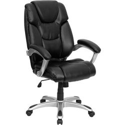 Flash Furniture GO-931H-BK-GG Swivel Office Chair w/ High Back - Black LeatherSoft Upholstery