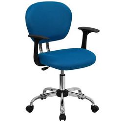 Flash Furniture H-2376-F-TUR-ARMS-GG Swivel Office Arm Chair w/ Mid Back - Turquoise Mesh Back & Seat, Chrome
