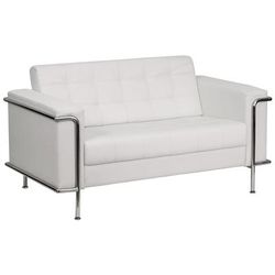 Flash Furniture ZB-LESLEY-8090-LS-WH-GG Loveseat w/ White LeatherSoft Upholstery, Stainless Legs