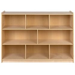 Flash Furniture MK-STRG002-GG 8 Section Classroom Storage Cabinet - 48"W x 15"D x 36"H, Wood, Natural Finish