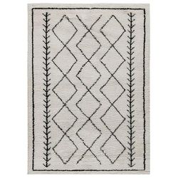 Flash Furniture RC-MS-202012-01-810-GG Rectangular Shag Area Rug w/ Geometric Pattern - 8' x 10', Polyester, Ivory, White