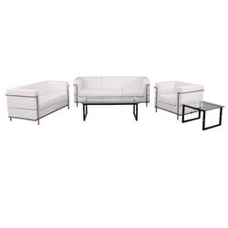 Flash Furniture ZB-REGAL-810-SET-WH-GG 3 Piece Reception Set - White LeatherSoft Upholstery, Stainless Steel Legs