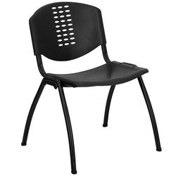 Flash Furniture RUT-NF01A-BK-GG Hercules Stacking Chair w/ Black Plastic Seat & Black Metal Frame
