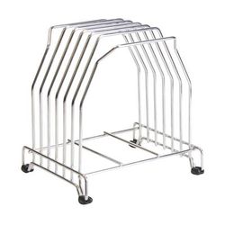 San Jamar KLRST Cutting Board Storage Stand, Fits 6 Boards, Heavy Duty Stainless, Silver