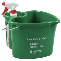 San Jamar KP500 Kleen Pail Caddy, Includes Pail & Spray Bottle, Green