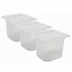 San Jamar MP16RD 1/6 Size ModPan Food Pan w/ Lid - Stackable, Polypropylene, Clear