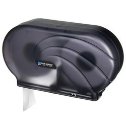 San Jamar R4090TBK Twin 9" Jumbo Toilet Tissue Dispenser, Oceans, Translucent Black Pearl